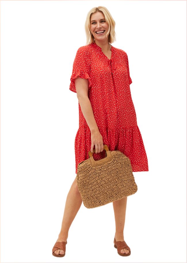  Cassia Print Swing Dress Red 220456250