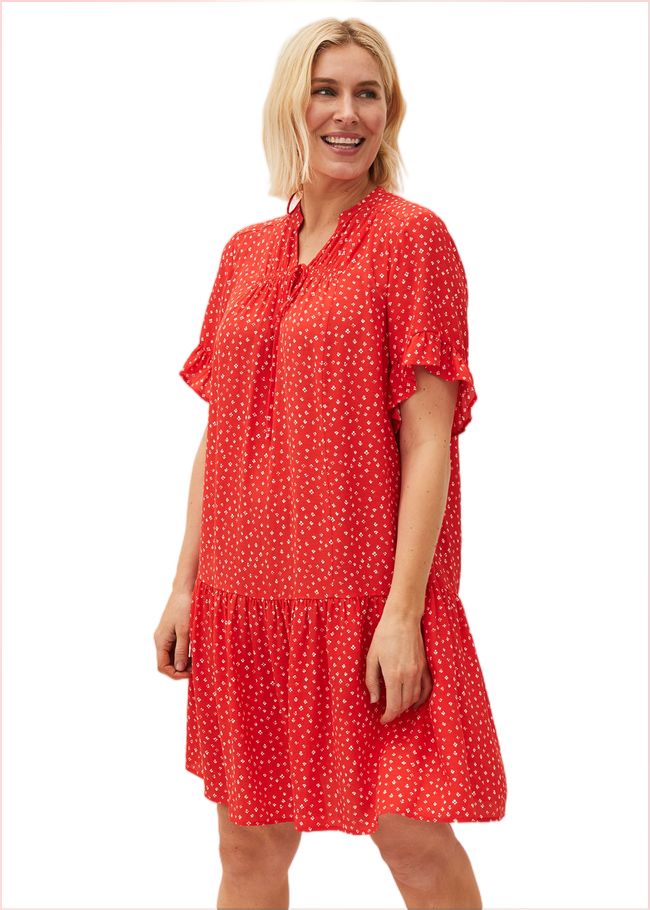  Cassia Print Swing Dress Red 220456250