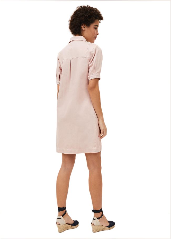  Kiah Puff Sleeve Denim Dress Pale Pink 220461785