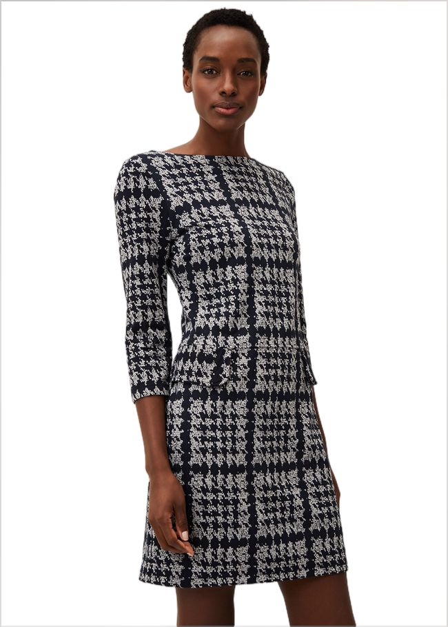  Amani Houndstooth Check Tunic Dress Navy/Grey 220478938