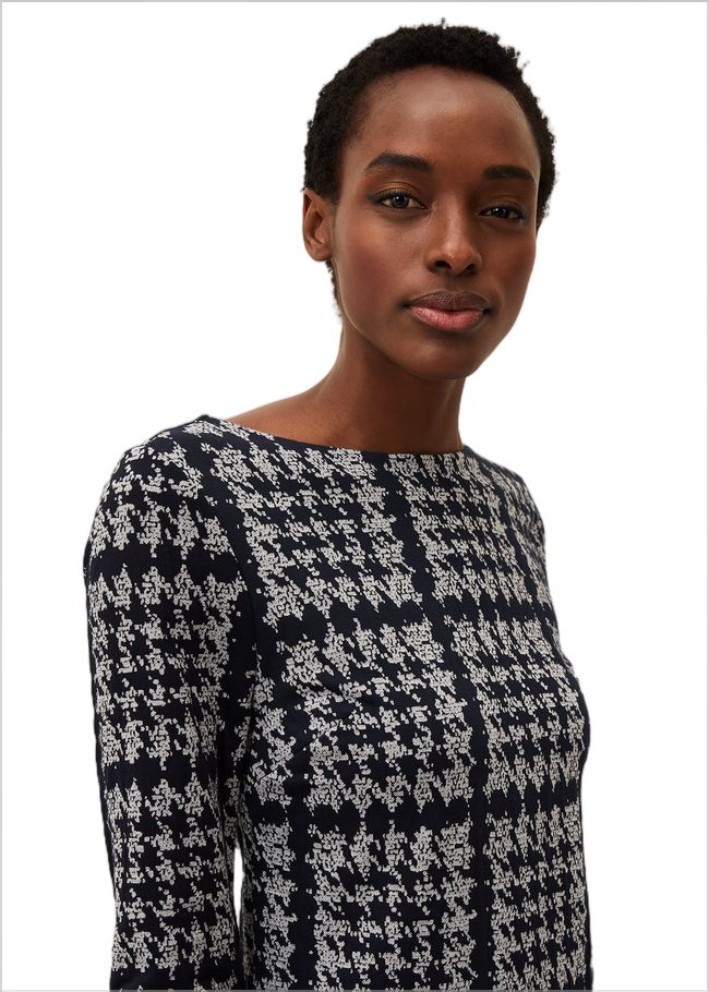  Amani Houndstooth Check Tunic Dress Navy/Grey 220478938