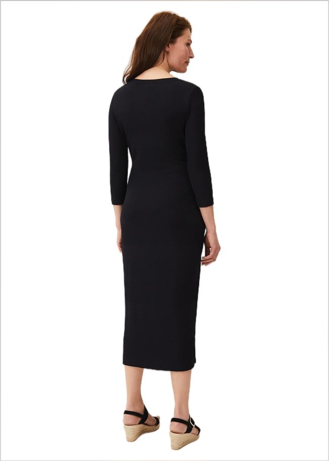  Yazmina Long Sleeve Ribbed Dress Navy 220484351