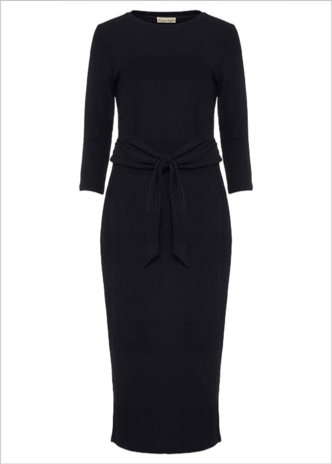  Yazmina Long Sleeve Ribbed Dress Navy 220484351