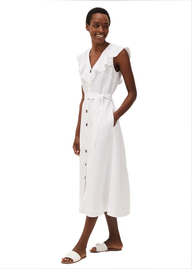  Jemima Linen Shirt Dress White 220495055