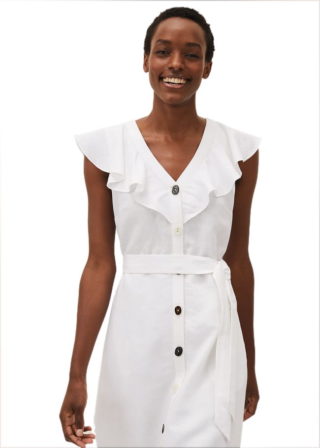  Jemima Linen Shirt Dress White 220495055