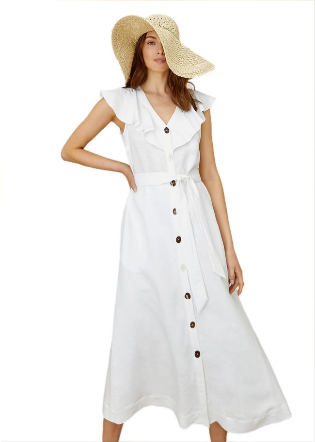  Jemima Linen Shirt Dress White 220495055