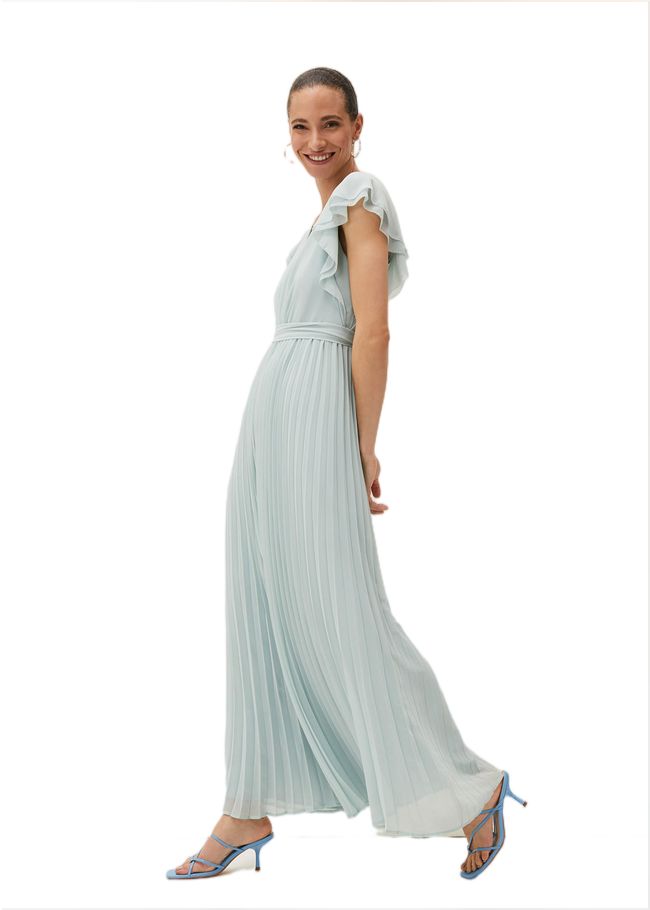  Hallie Pleated Wide Leg Jumpsuit Aquamarine 220513857