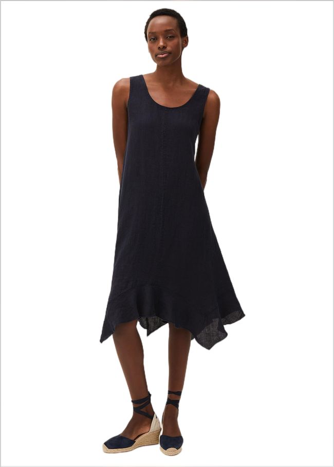  Beverly Linen Swing Dress Navy 220516351