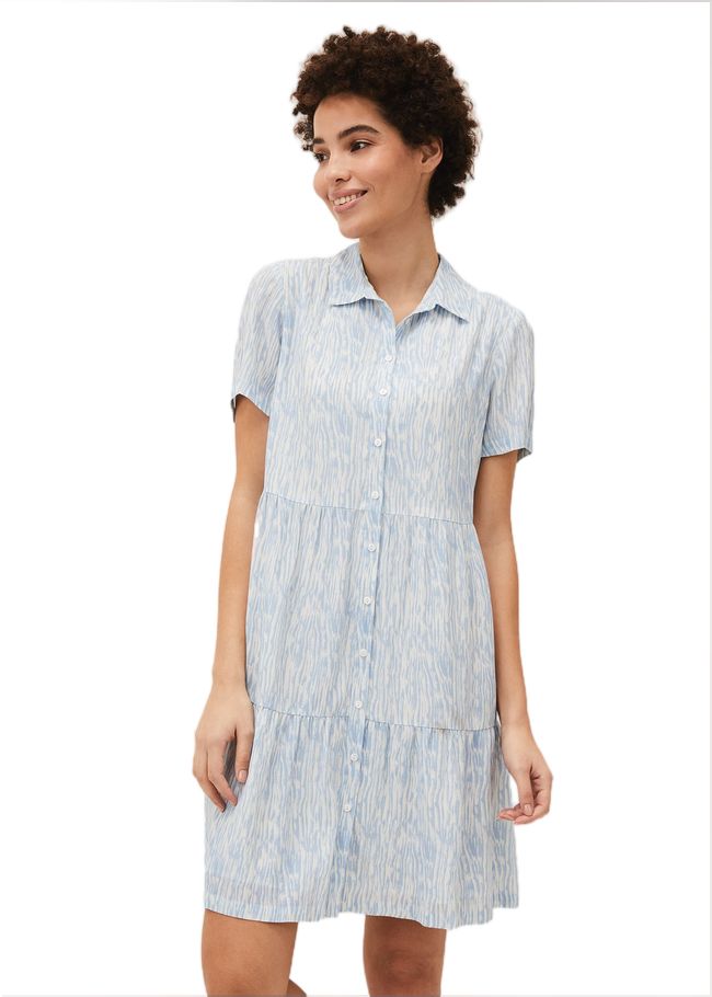  Penele Brushstroke Print Shirt Dress Blue 220521408