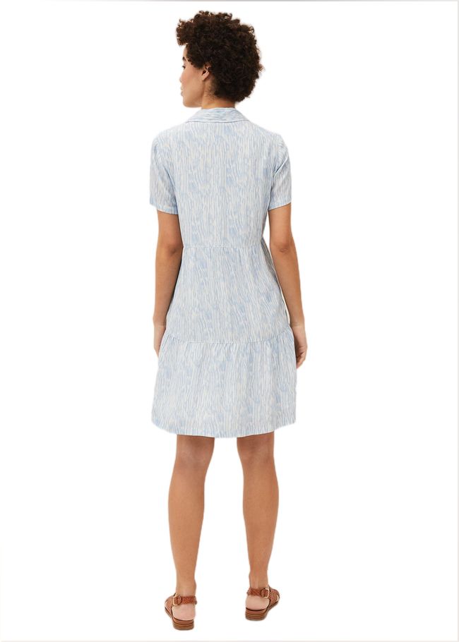  Penele Brushstroke Print Shirt Dress Blue 220521408