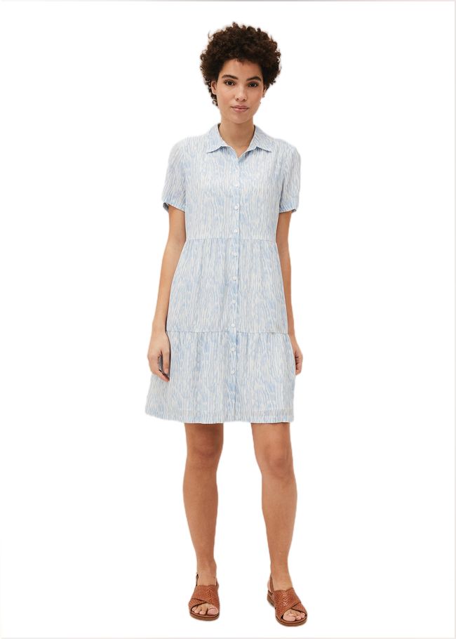  Penele Brushstroke Print Shirt Dress Blue 220521408