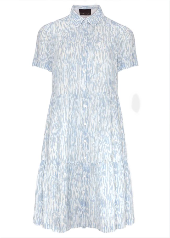  Penele Brushstroke Print Shirt Dress Blue 220521408