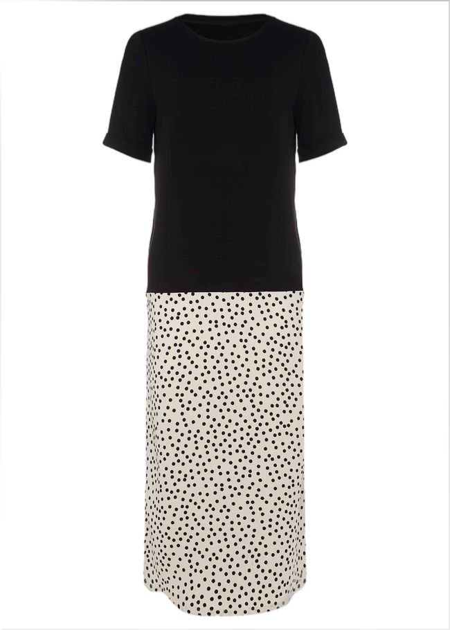  Fae Colourblock Spot Dress Black/Ivory 220528836