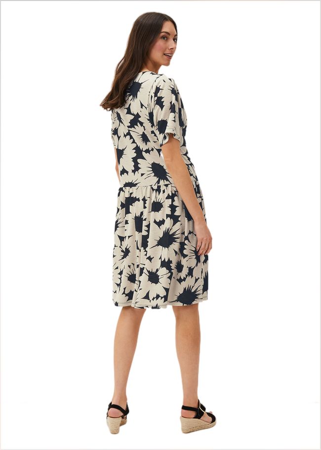  Daisy Print Swing Dress Black/Ivory 220540836