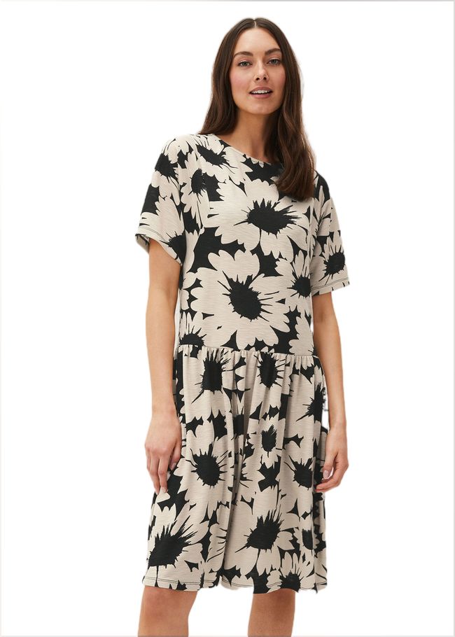  Daisy Print Swing Dress Black/Ivory 220540836