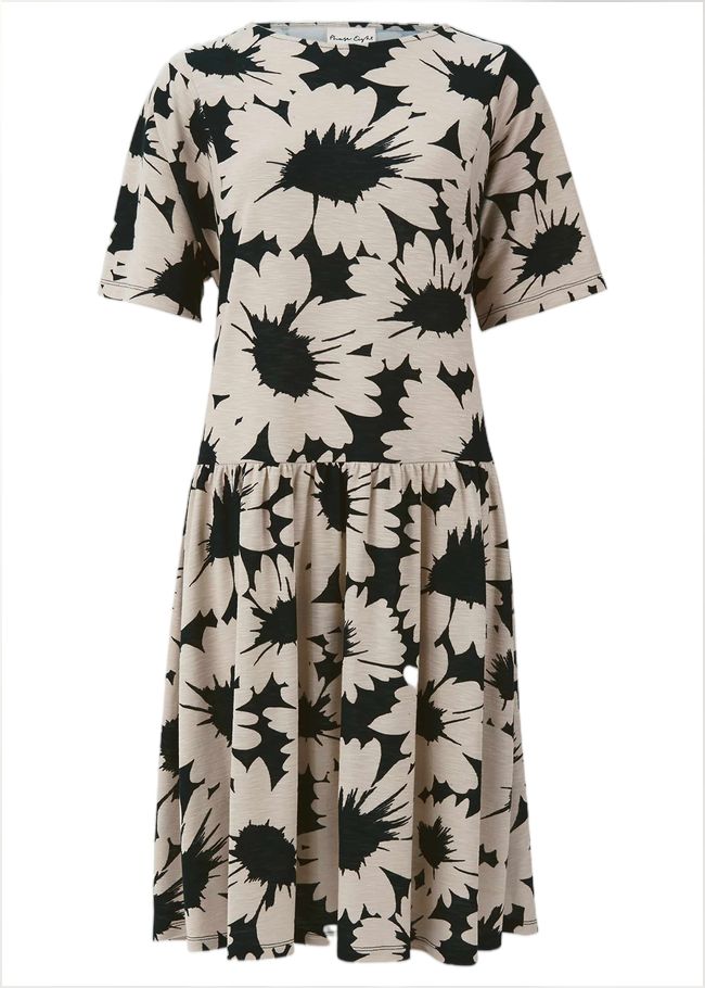  Daisy Print Swing Dress Black/Ivory 220540836