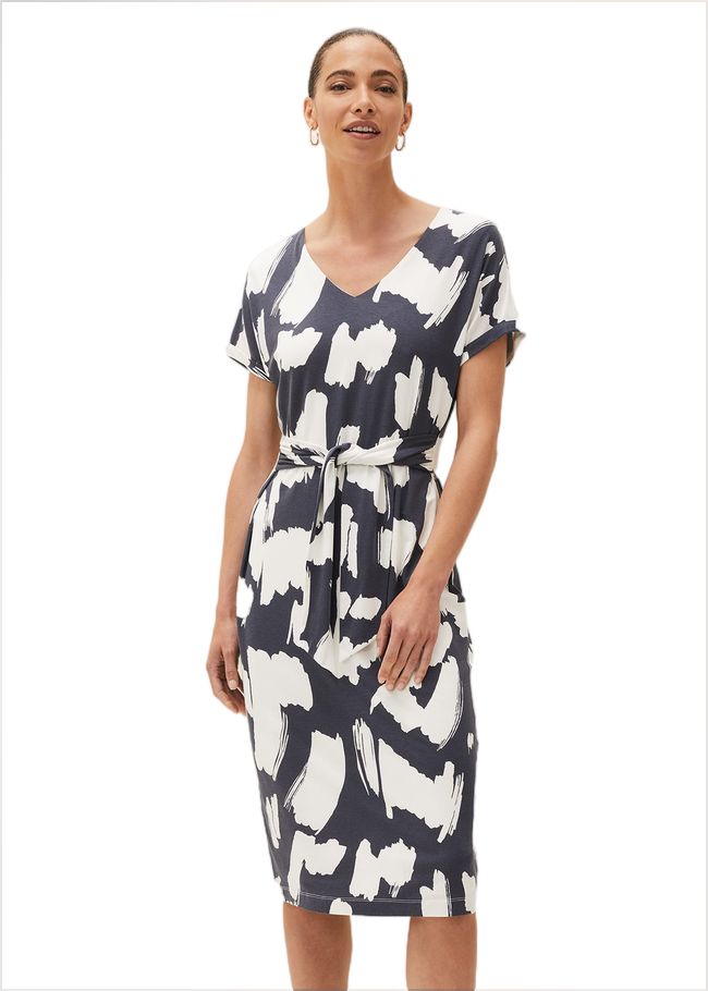  Dotterel Abstract Print Dress Carbon/Ivory 220548665