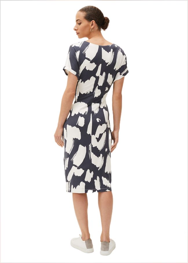  Dotterel Abstract Print Dress Carbon/Ivory 220548665