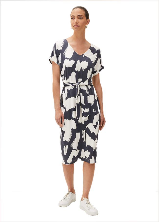  Dotterel Abstract Print Dress Carbon/Ivory 220548665