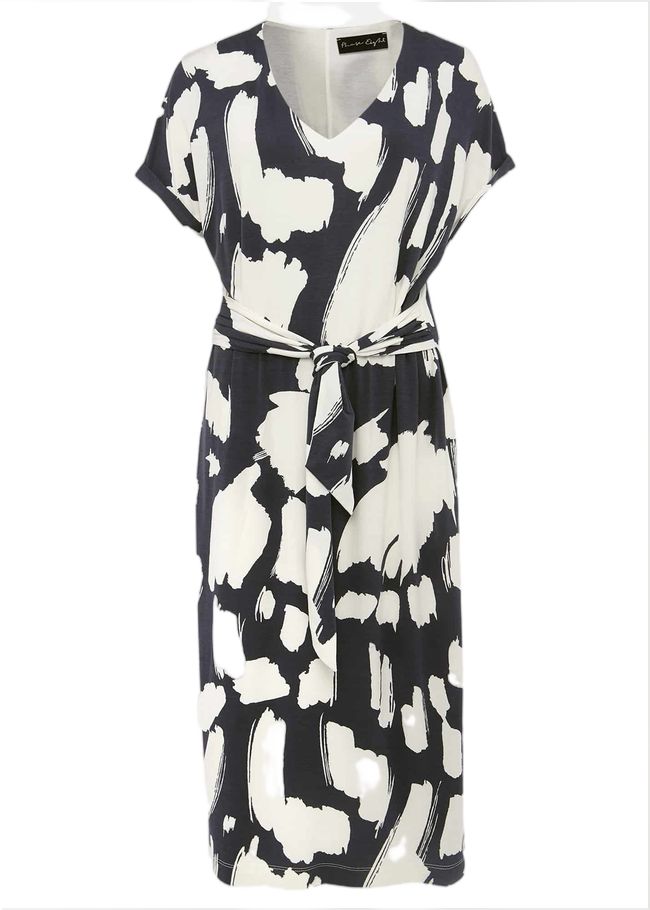  Dotterel Abstract Print Dress Carbon/Ivory 220548665