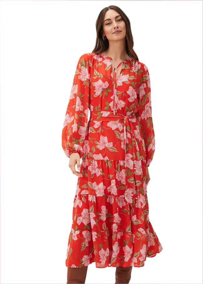  Philippa Floral Chiffon Maxi Dress Saffron 220558460