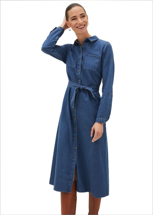  Hettie Denim Midi Dress Light Denim 220570892