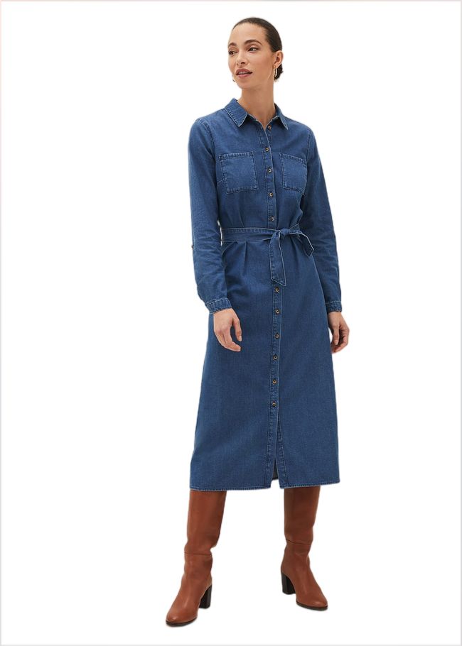  Hettie Denim Midi Dress Light Denim 220570892