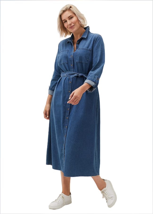  Hettie Denim Midi Dress Light Denim 220570892