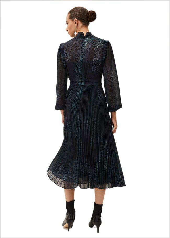  Camina Snake Print Pleated Dress Multi-Coloured 220578000