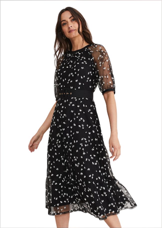  Freja Embroidered Dress Black/Ivory 220579836