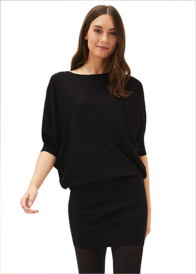  Becca Batwing Knitted Dress Black 220581050