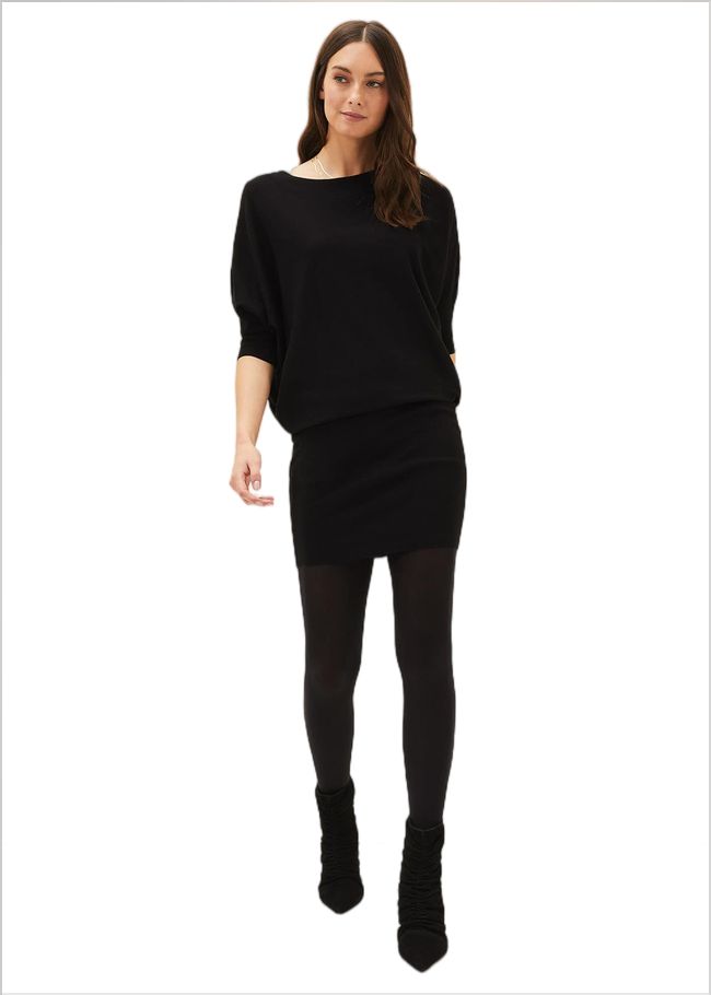  Becca Batwing Knitted Dress Black 220581050