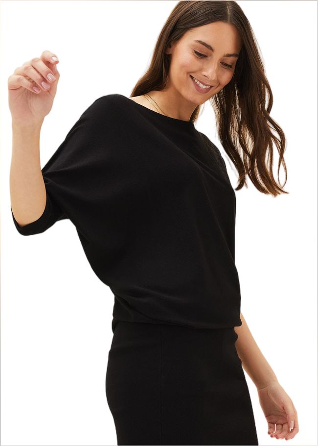  Becca Batwing Knitted Dress Black 220581050