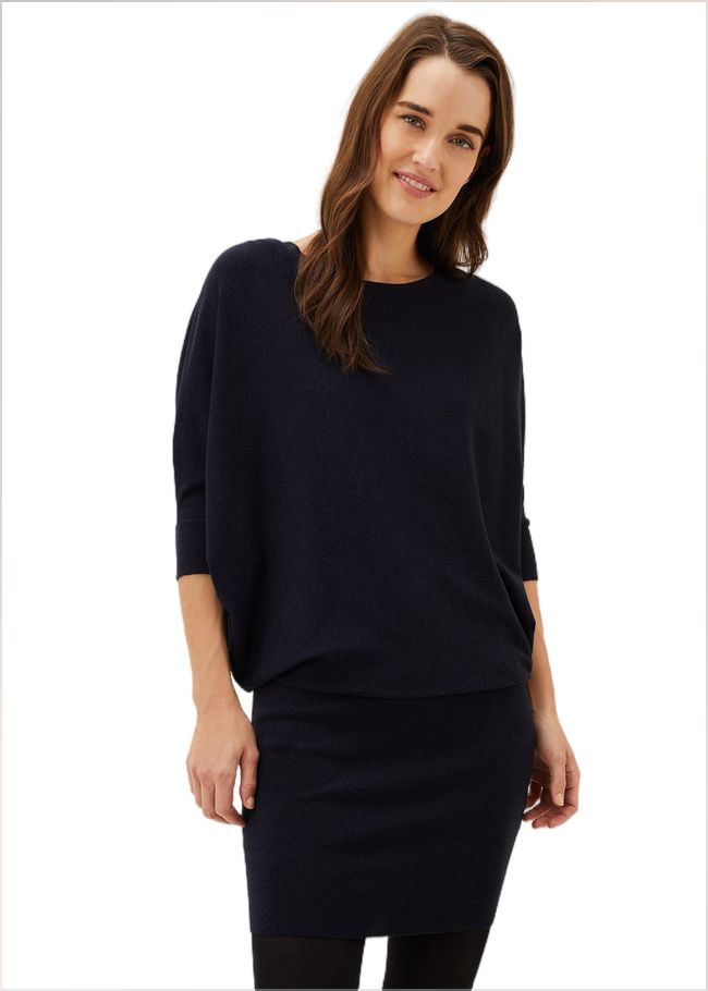  Becca Batwing Knitted Dress Navy 220582351