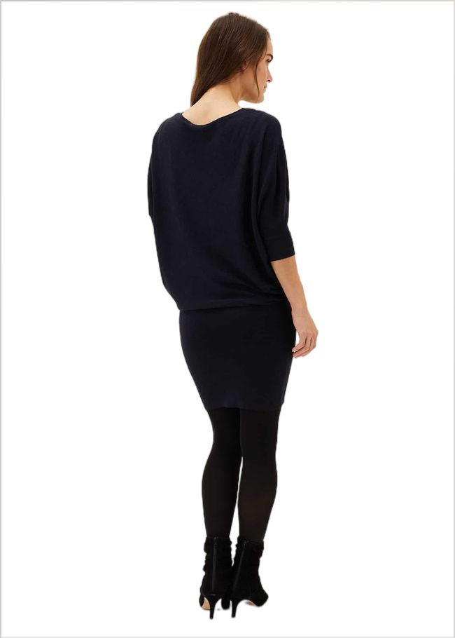  Becca Batwing Knitted Dress Navy 220582351