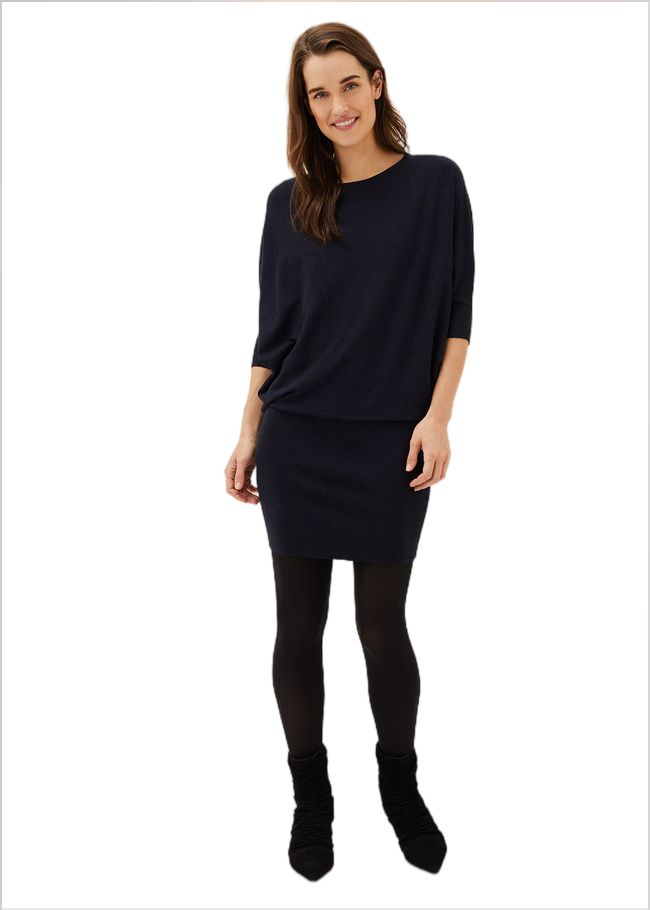  Becca Batwing Knitted Dress Navy 220582351