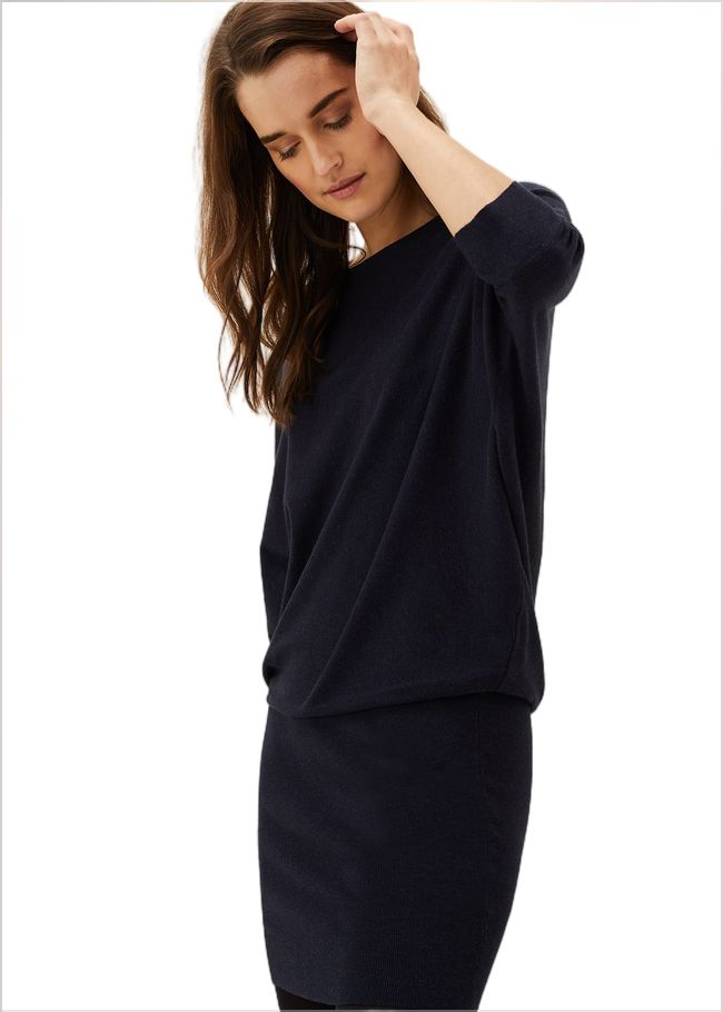  Becca Batwing Knitted Dress Navy 220582351