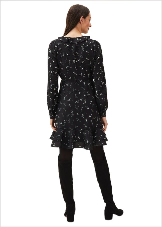  Jamila Ditsy Print Wrap Dress Black 220585050