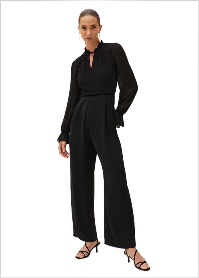  Una Velvet Trim Jumpsuit Black 220599050