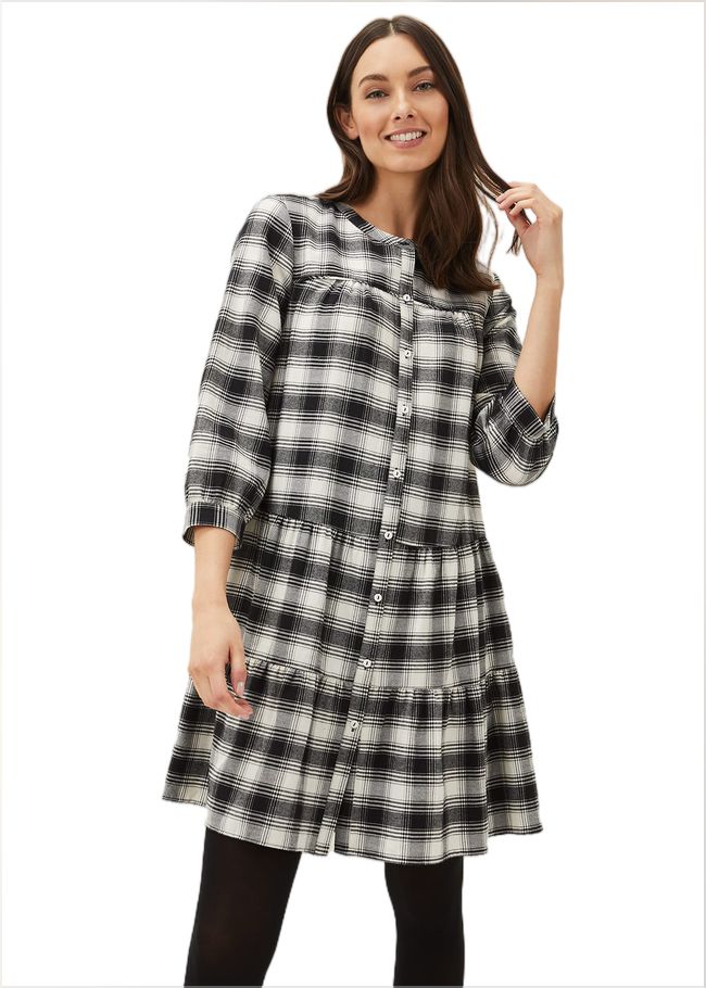  Meriah Check Swing Dress Black/Ivory 220620836