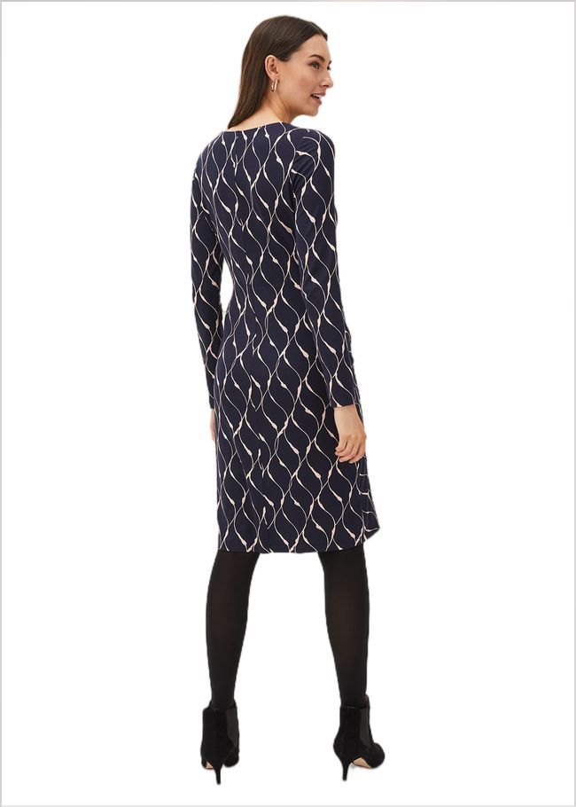  Ally Abstract Print Dress Navy 220623351