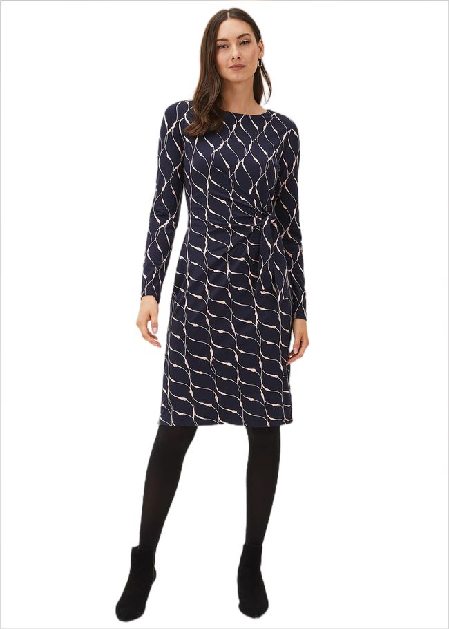  Ally Abstract Print Dress Navy 220623351