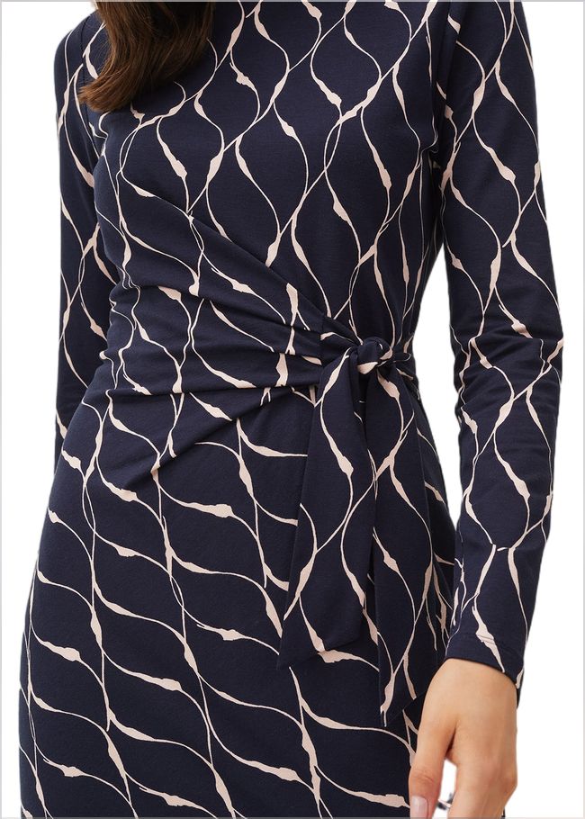  Ally Abstract Print Dress Navy 220623351