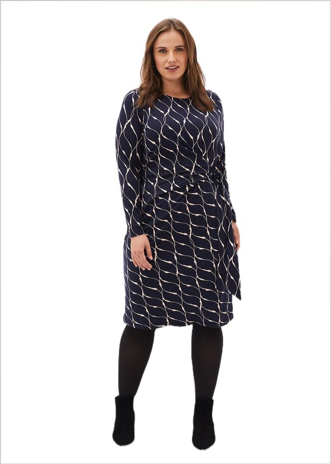  Ally Abstract Print Dress Navy 220623351