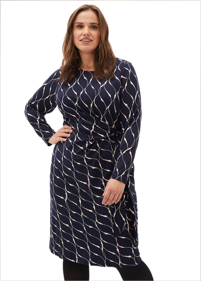  Ally Abstract Print Dress Navy 220623351