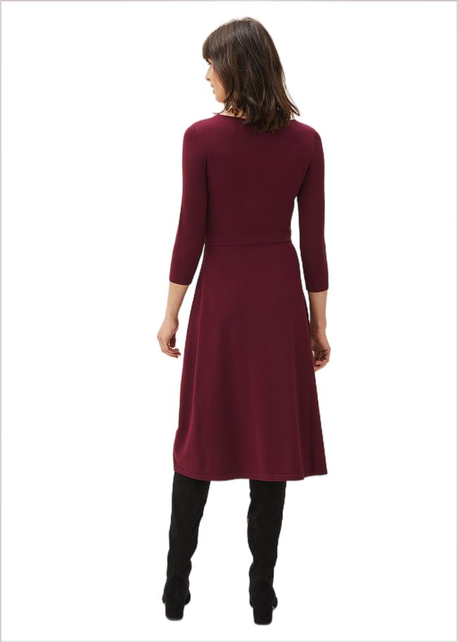  Dionne Tie Waist Dress Wine 220639257