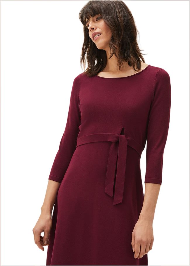  Dionne Tie Waist Dress Wine 220639257