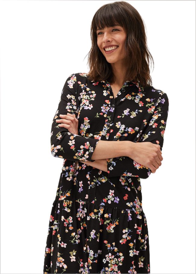  Mina Floral Print Shirt Dress Black/Multi 220652492