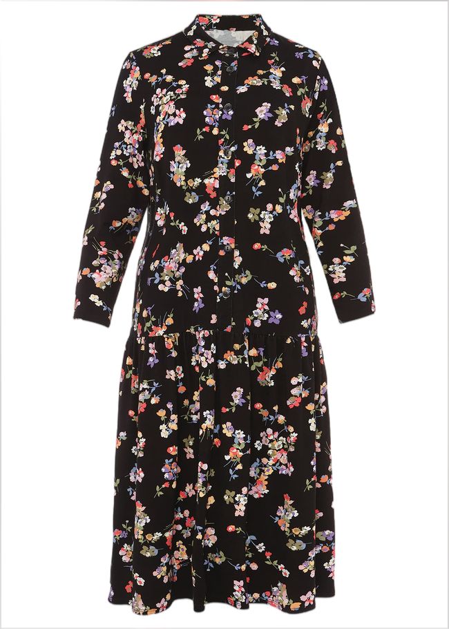  Mina Floral Print Shirt Dress Black/Multi 220652492