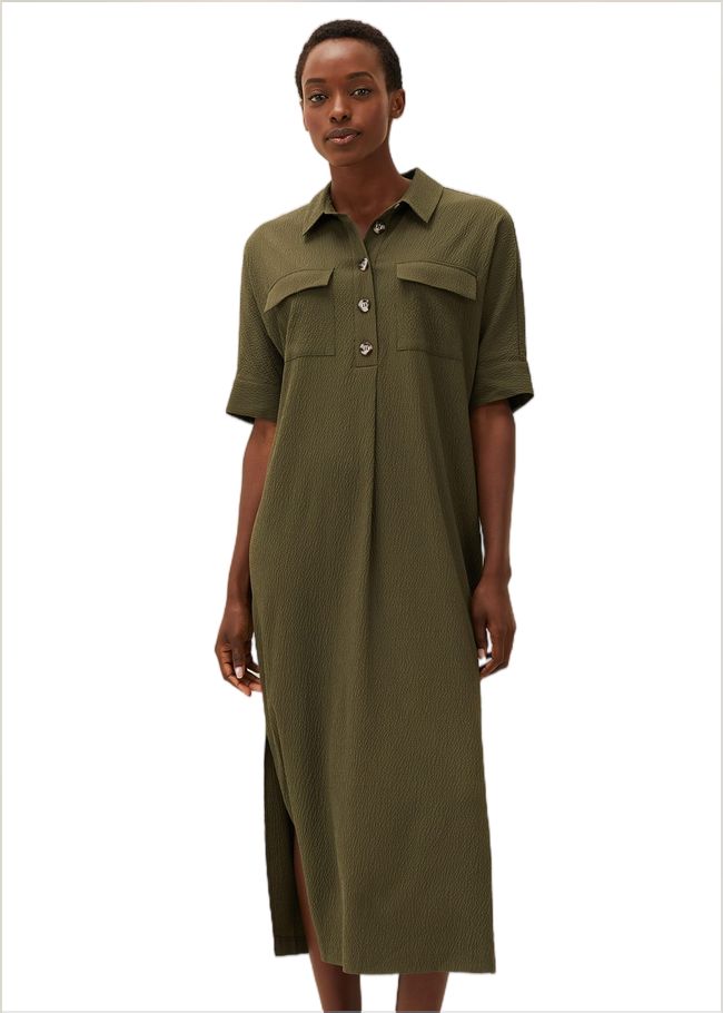  Lucina Midaxi Shirt Dress Khaki 220657507